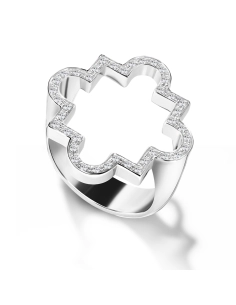 Anello in oro bianco tit. 750/000 con diamanti taglio brillante, per ct. 0,18