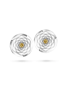 Orecchini in oro bianco tit. 750/000 con diamante fancy trattati, per ct. 1,16