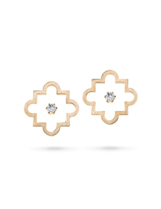 Orecchini in oro giallo tit. 750/000 con diamanti taglio brillante, per ct. 0,25
