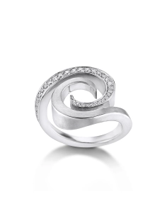 Anello in oro bianco tit. 750/000 con diamanti taglio brillante, per ct. 0,27